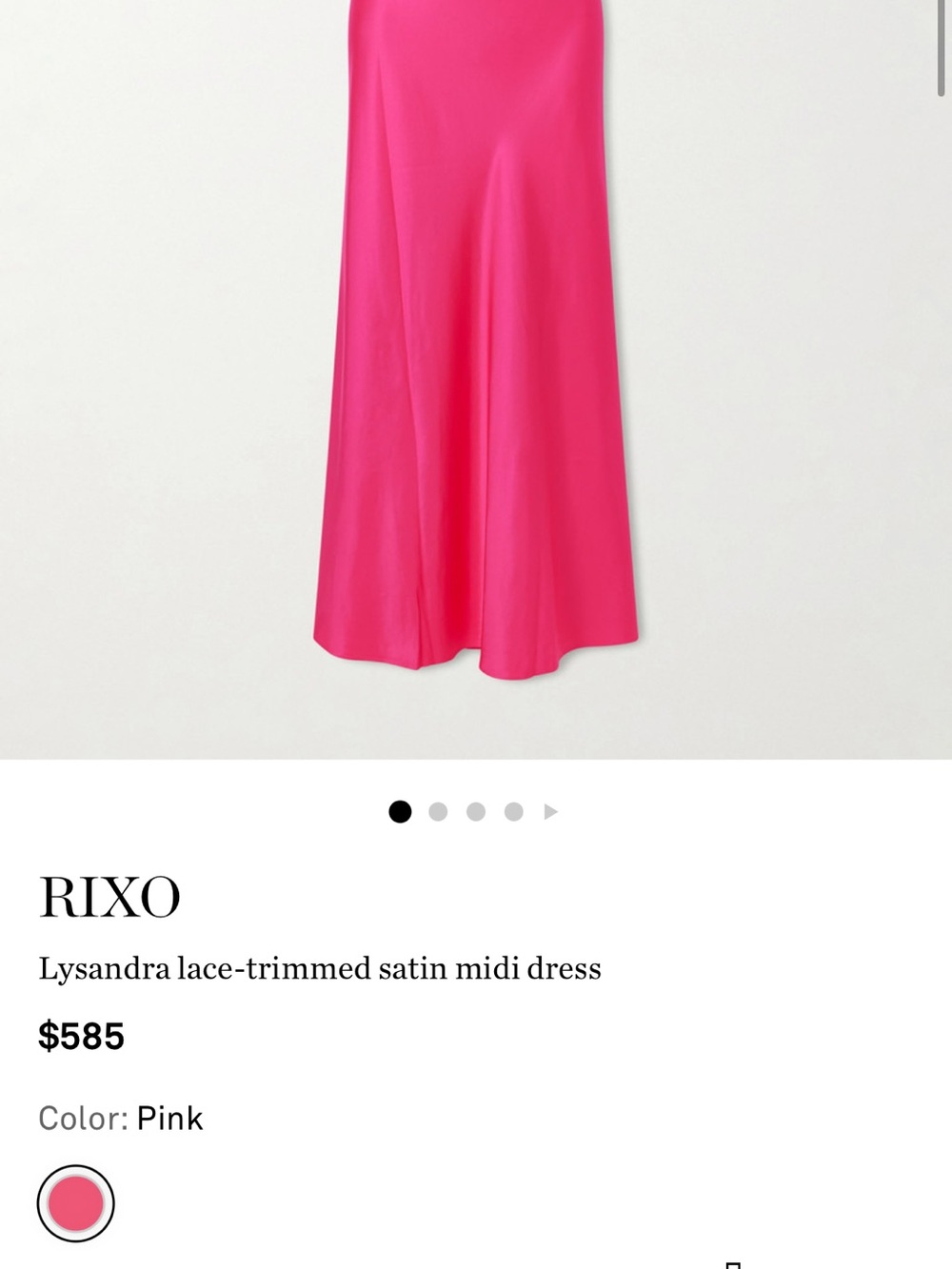 RIXO Hot Pink Satin Dress with Lace Detail - Picture 9 of 10